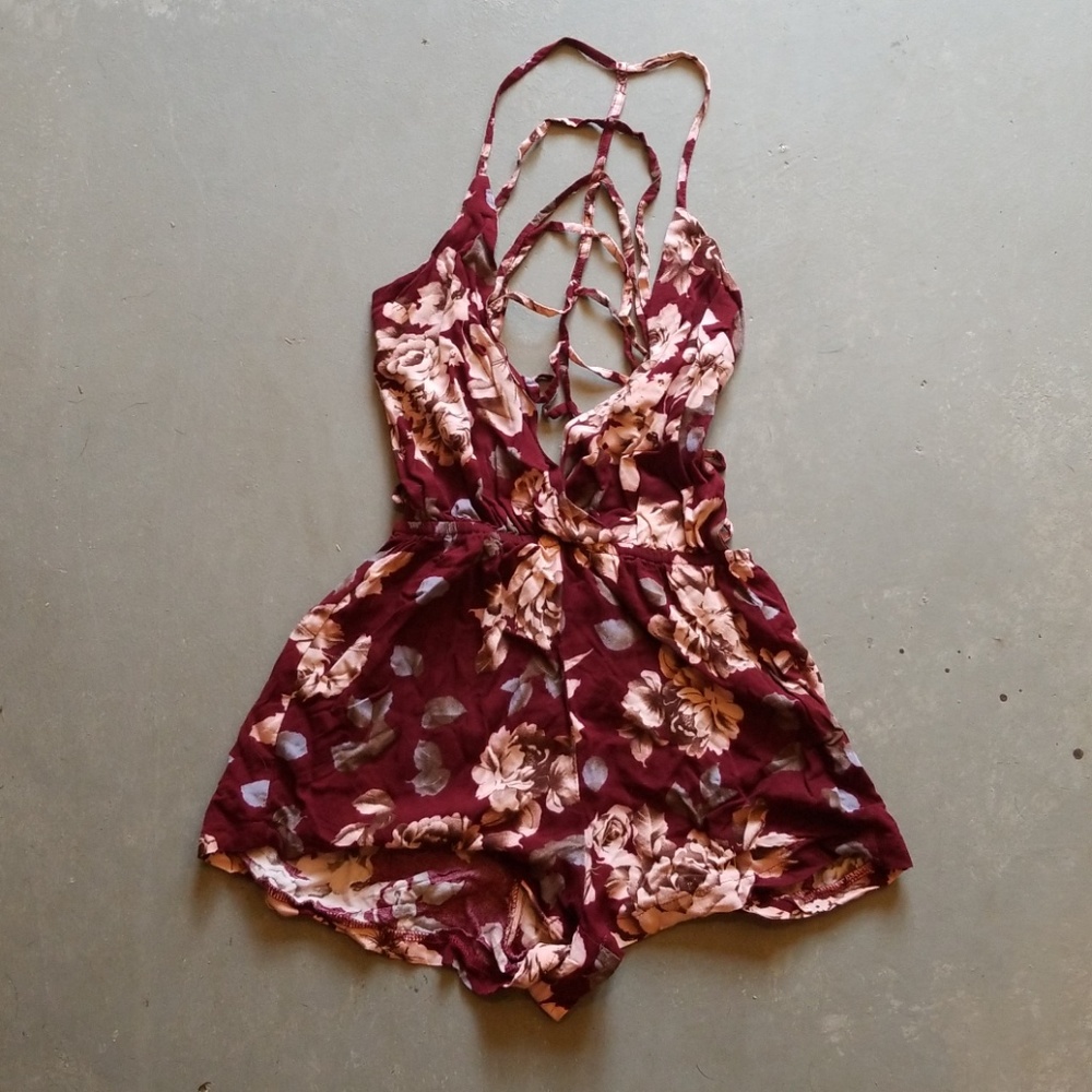 Maroon Floral Romper